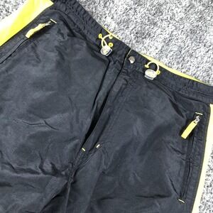Vintage Johnny Blaze Pants Mens Large Black Yellow Track Cargo Lined Side Stripe
